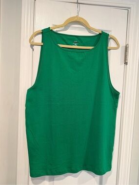 NWOT J. Crew Size 3X Mid Weight Boat Neck Kelly Green Knit Cotton Tank Top